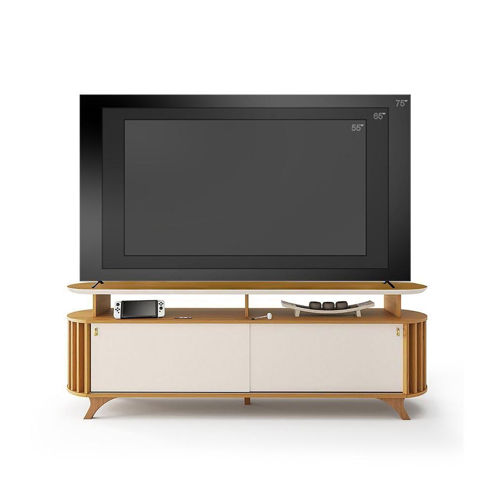 Bancada Decorativa Kirby 1.8 Tv Até 70 Pol. Ripada Cinamomo/off White G26 - Gran Belo - 5