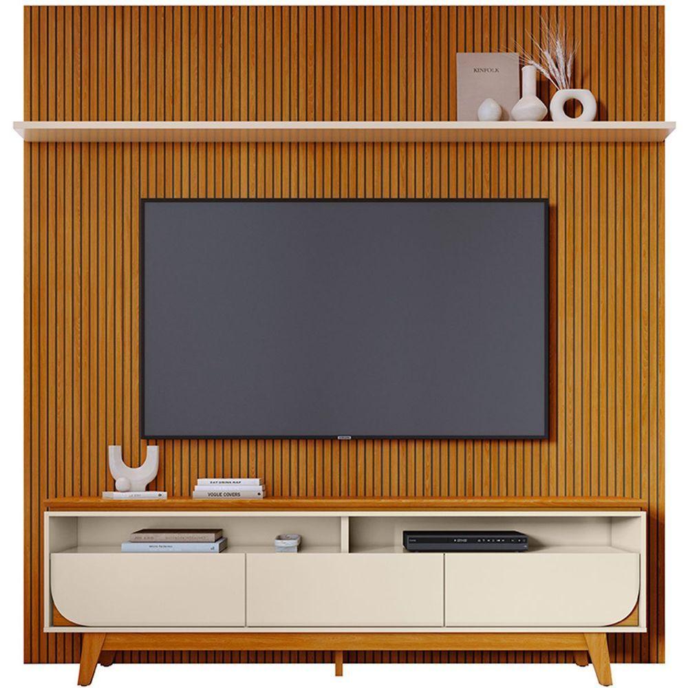 Painel Para Tv 75 Polegadas Composição Bancada Lua Cinamomo/off White - 1