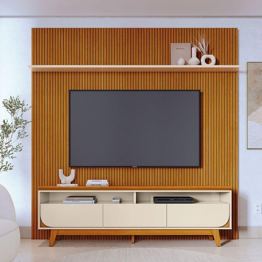 Painel Para Tv 75 Polegadas Composição Bancada Lua Cinamomo/off White - 4