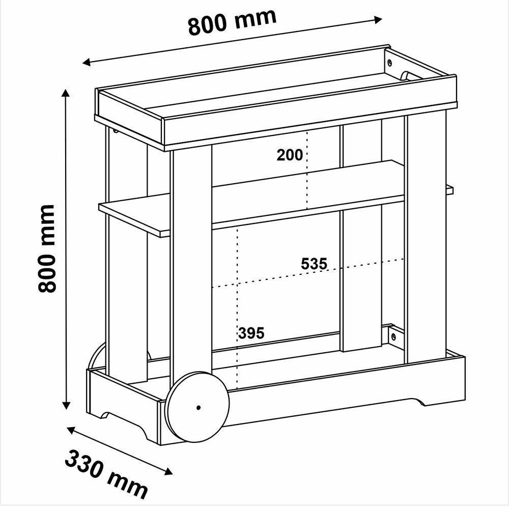 Carrinho Bar Com Rodizios 80 Cm 4659 Cinamomo Off White Arly Cinamomo Off White - 2