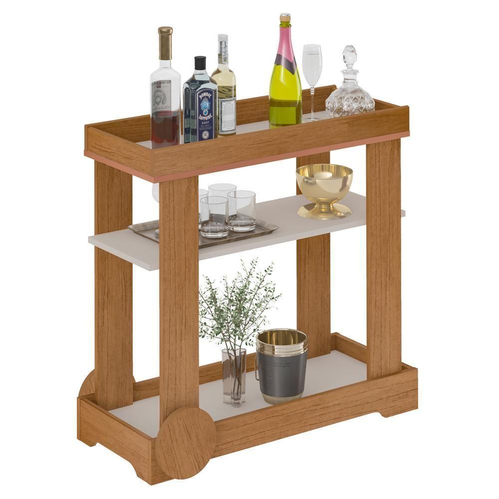 Carrinho Bar Com Rodizios 80 Cm 4659 Cinamomo Off White Arly Cinamomo Off White - 4