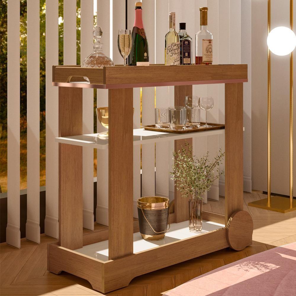 Carrinho Bar Com Rodizios 80 Cm 4659 Cinamomo Off White Arly Cinamomo Off White - 7
