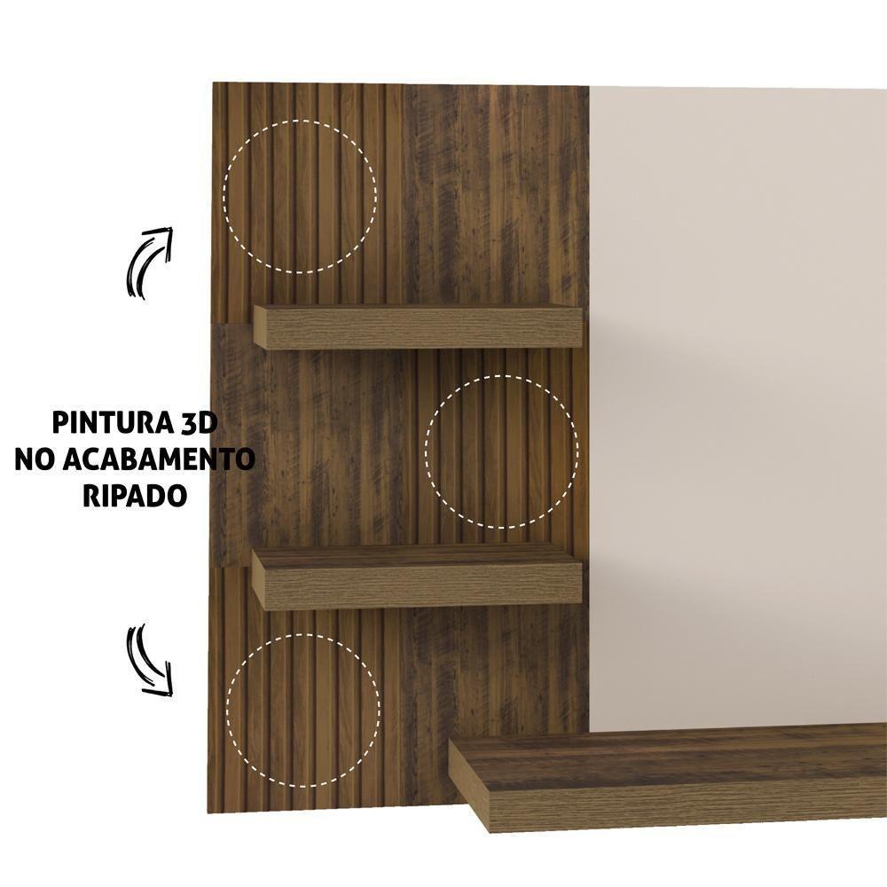 Painel Suspenso Tv 50 Pol 160 Cm 4157 Pinho Ripado Off White Arly Pinho Ripado Off White - 5