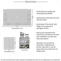 Painel Para Tv 60 Polegadas Com Prateleiras Vidro E Aparador 2 Portas Multimóveis Mp1099 Branco - 5