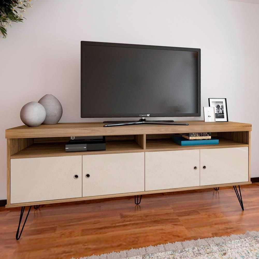 Rack Para Sala De Tv 75 Pol 160 Cm 4217 Carvalho Off White Arly Carvalho Off White - 2