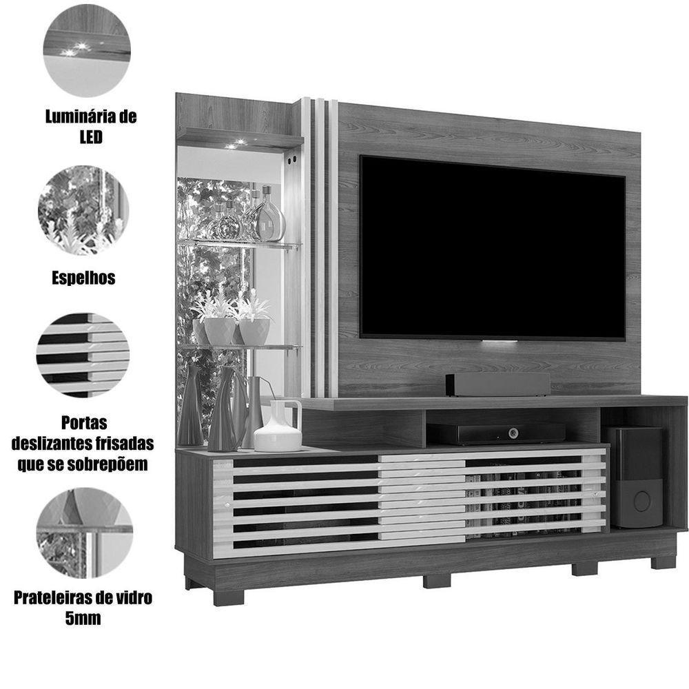 Estante Home Theater C/ Pés Para Tv 60 Polegadas Paula Cinamomo/off White - 3