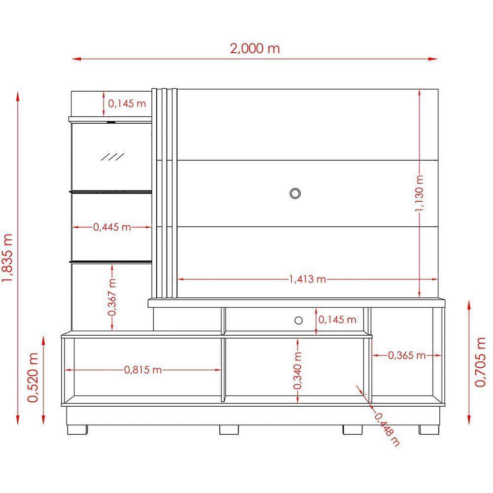 Estante Home Theater C/ Pés Para Tv 60 Polegadas Paula Cinamomo/off White - 5