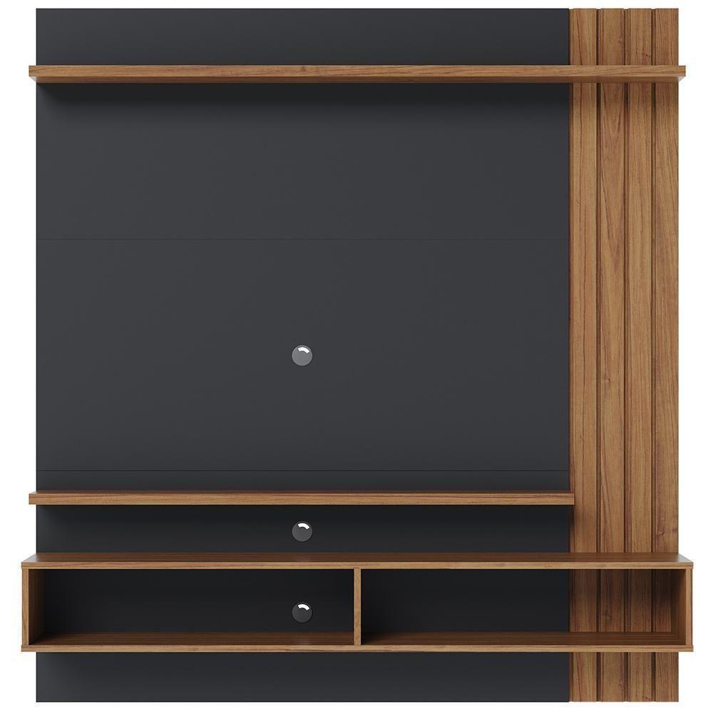 Painel Para Tv 65 Pol Com Bancada Suspensa 150cm Will C04 Noce Milano Preto Fosco - Lyam Decor - 3
