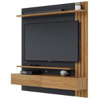 Painel Para Tv 65 Pol Com Bancada Suspensa 150cm Will C04 Noce Milano Preto Fosco - Lyam Decor - 1