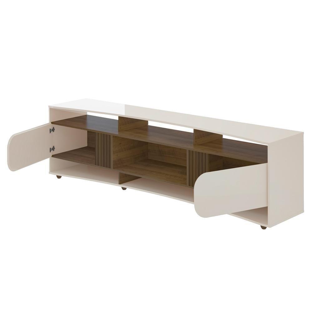 Rack Bancada Para Tv 86 Pol 220 Cm 4501 Off White Pinho Arly Off White Pinho - 5