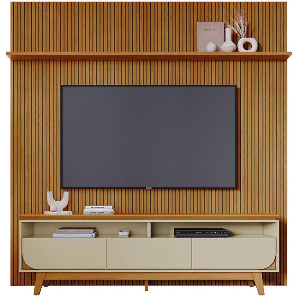 Painel Para Tv 75 Polegadas Composição Bancada Lua Cumaru/opala - 1