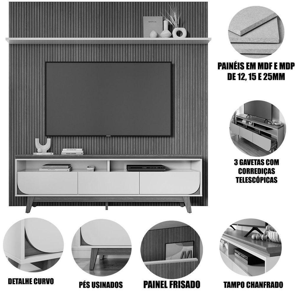 Painel Para Tv 75 Polegadas Composição Bancada Lua Cumaru/opala - 3