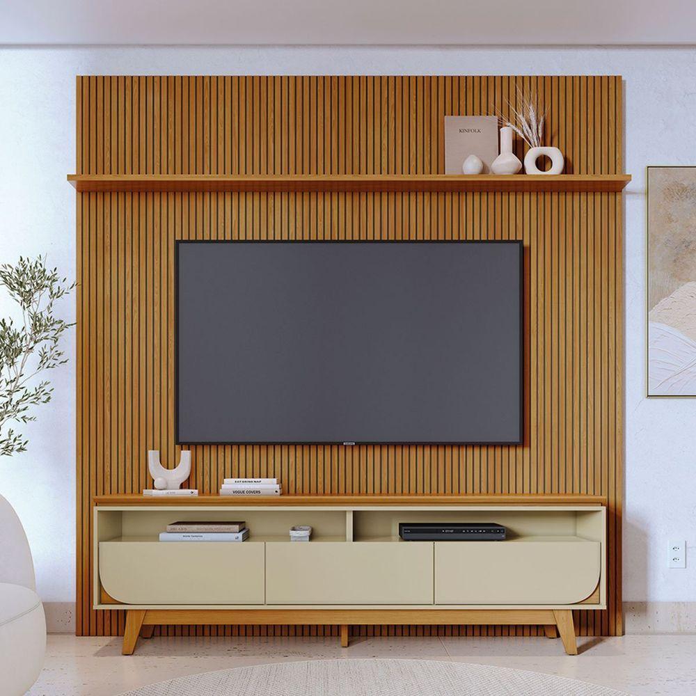 Painel Para Tv 75 Polegadas Composição Bancada Lua Cumaru/opala - 7