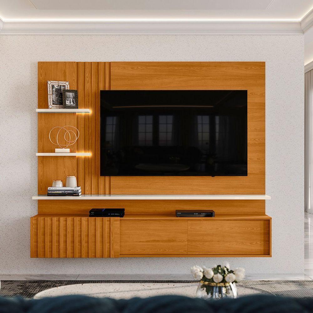 Painel Suspenso Para Tv 65 Polegadas Com 3 Portas Atenis Cinamomo/off White - 3