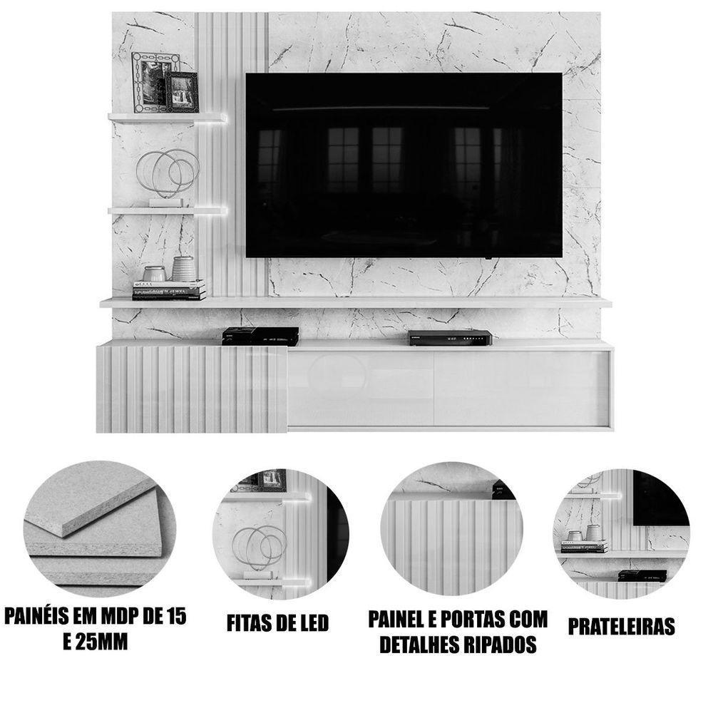 Painel Suspenso Para Tv 65 Polegadas Com 3 Portas Atenis Cinamomo/off White - 4