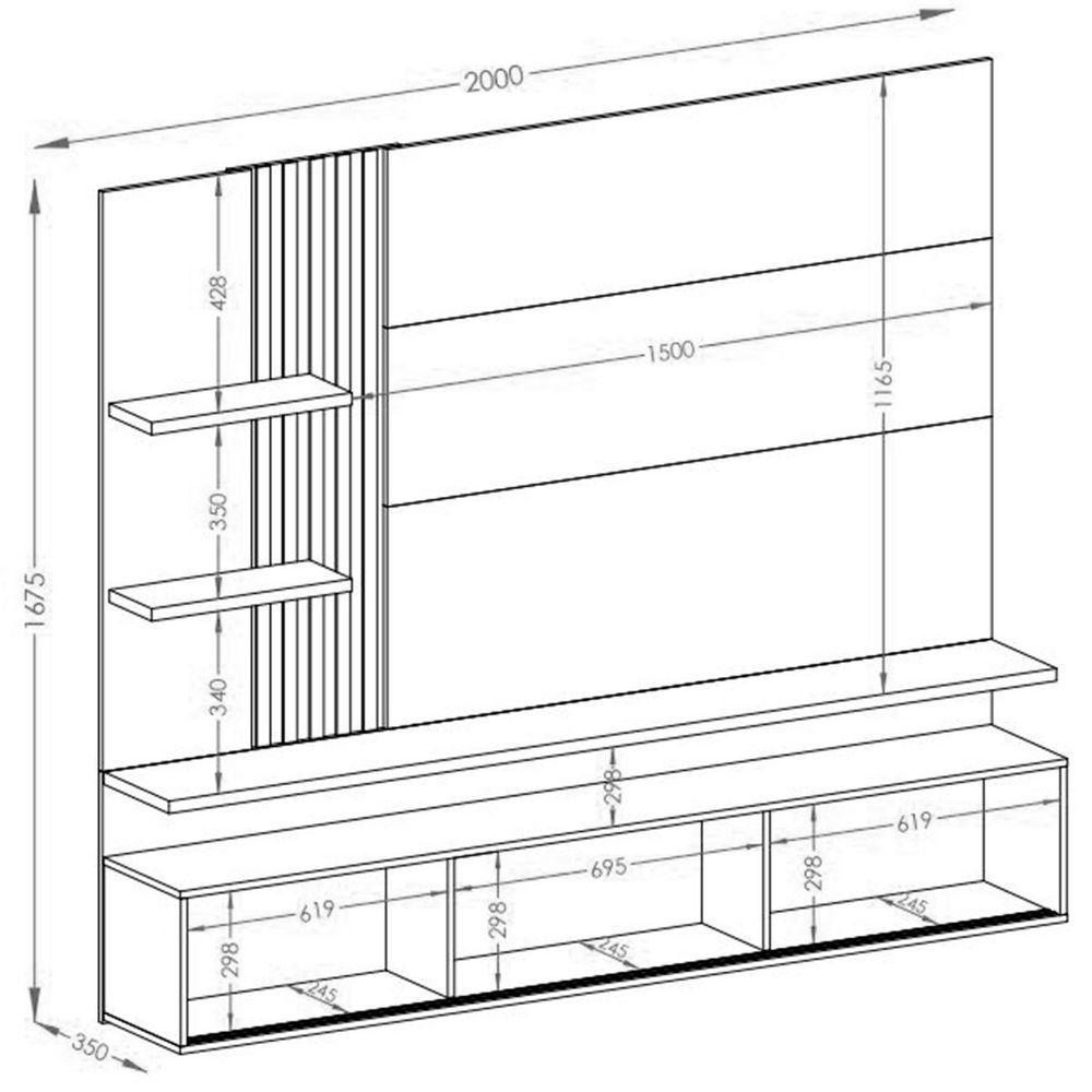 Painel Suspenso Para Tv 65 Polegadas Com 3 Portas Atenis Cinamomo/off White - 5