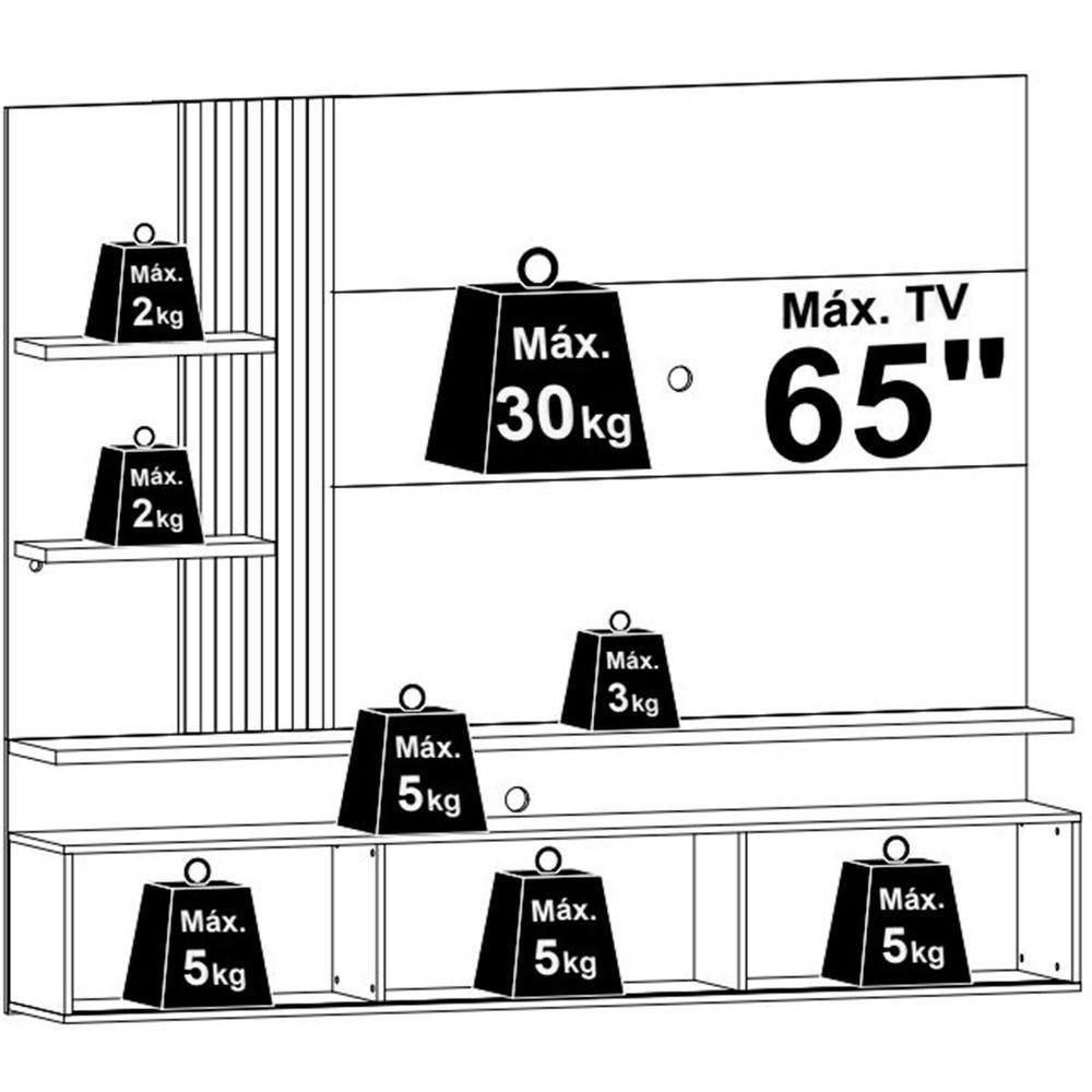 Painel Suspenso Para Tv 65 Polegadas Com 3 Portas Atenis Cinamomo/off White - 6
