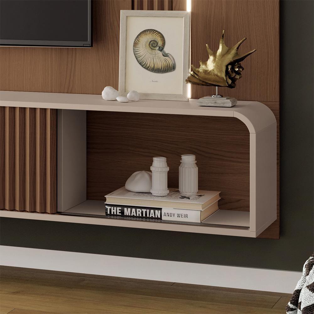 Conjunto Home Suspenso Com led E Mesa De Centro Rennes Mdf/mdp Off White/castanho G26 - Gran Belo - 2