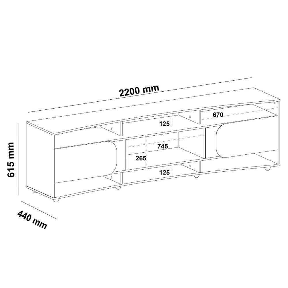 Rack Bancada Para Tv 86 Pol 220 Cm 4502 Cedro Off White Arly Cedro Off White - 3