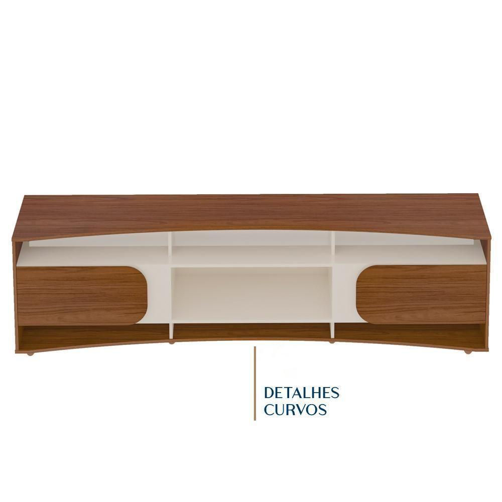 Rack Bancada Para Tv 86 Pol 220 Cm 4502 Cedro Off White Arly Cedro Off White - 7
