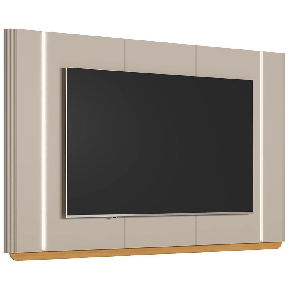 Painel Para Tv 75 Pol Com Led 240cm Elysia L05 Tauari Off White Fosco - Lyam Decor - 1