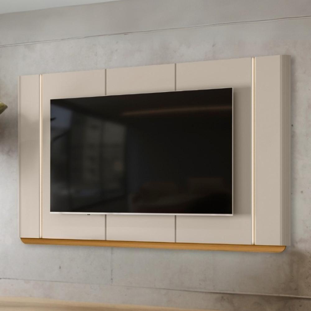 Painel Para Tv 75 Pol Com Led 240cm Elysia L05 Tauari Off White Fosco - Lyam Decor - 2