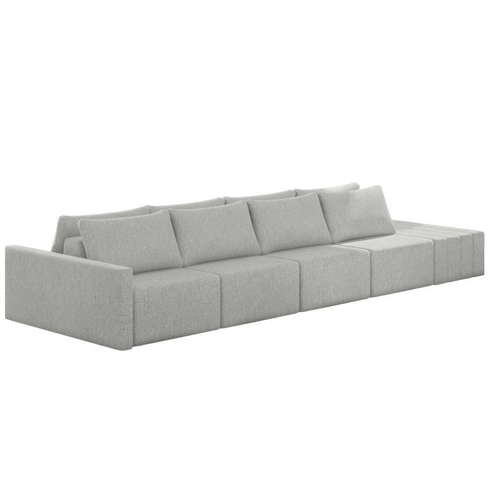 Sofá Ilha Modular Com Puff Para Sala Living 392cm Georgia K04 Linho Cinza - Mpozenato - 1