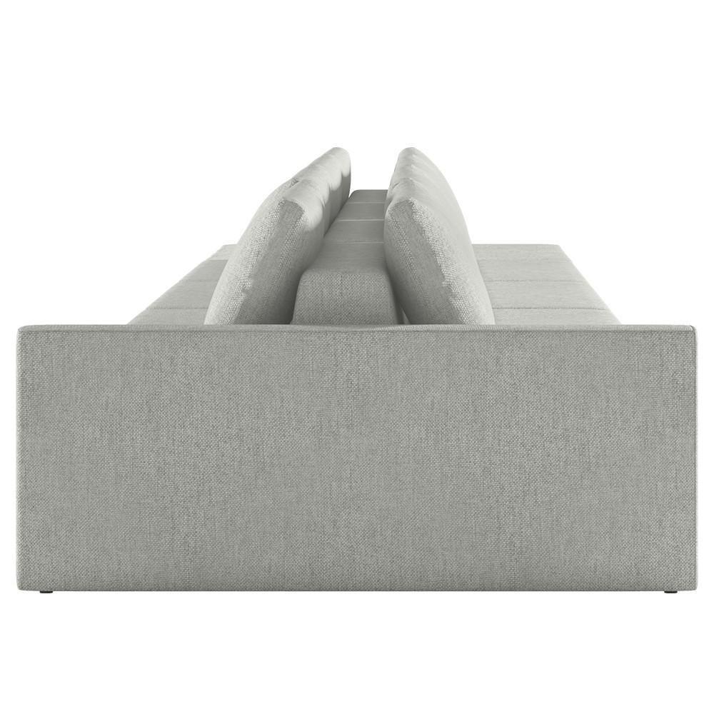 Sofá Ilha Modular Com Puff Para Sala Living 392cm Georgia K04 Linho Cinza - Mpozenato - 6