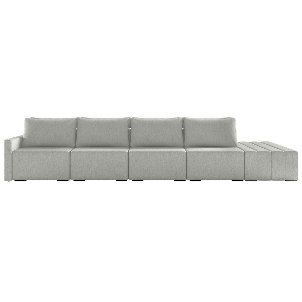 Sofá Ilha Modular Com Puff Para Sala Living 392cm Georgia K04 Linho Cinza - Mpozenato - 7