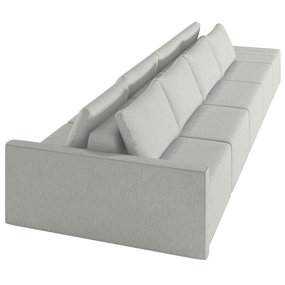 Sofá Ilha Modular Com Puff Para Sala Living 392cm Georgia K04 Linho Cinza - Mpozenato - 8