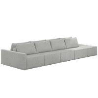 Sofá Ilha Modular Com Puff Para Sala Living 392cm Georgia K04 Linho Cinza - Mpozenato - 1