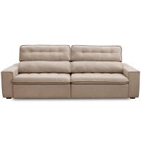 Sofá Retrátil Reclinável Para Sala 3 Lugares 230cm Haus F04 Bouclê Bege - Lyam Decor - 2