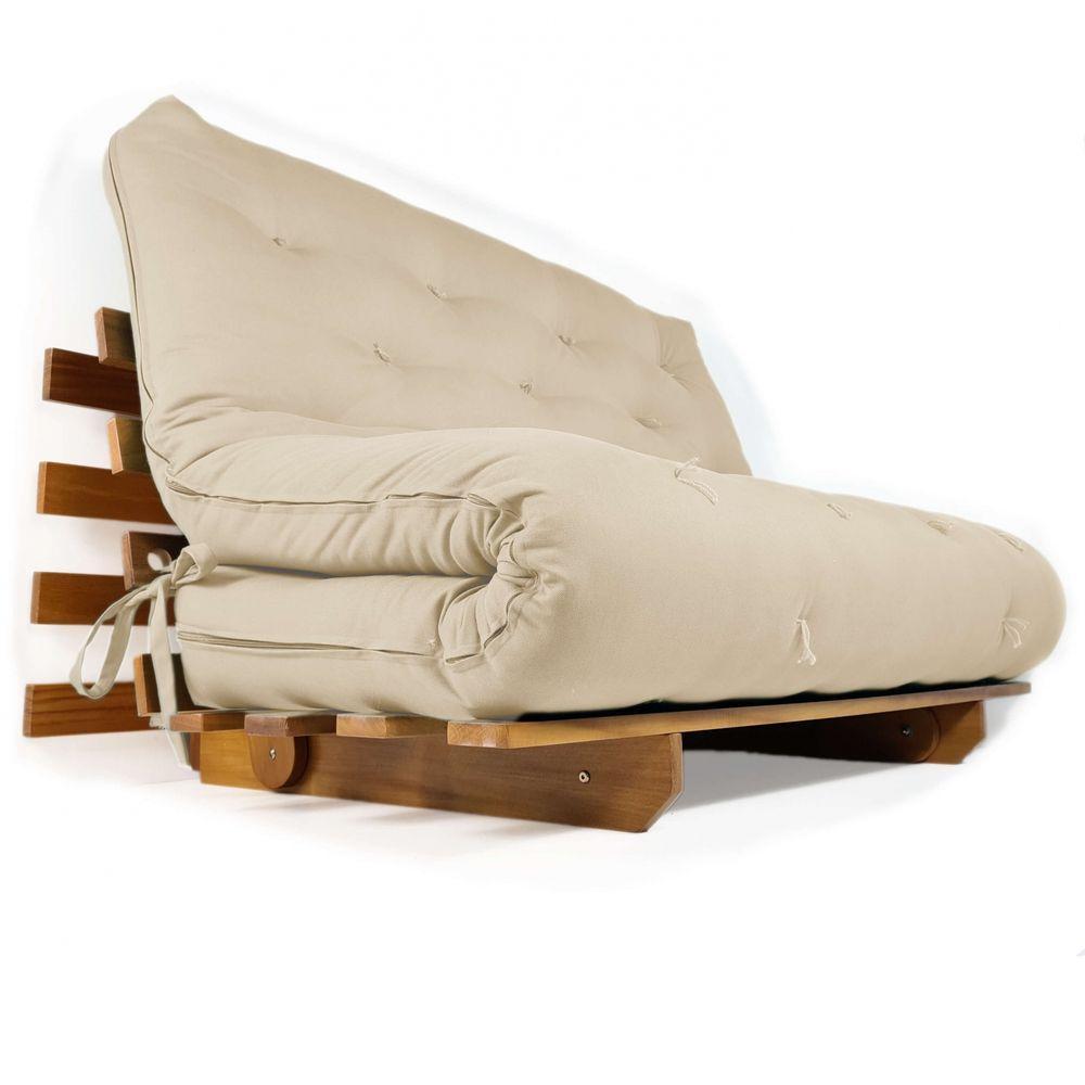 Sofá Cama Casal Futon Oriental Com Madeira Nobre Natural - 1