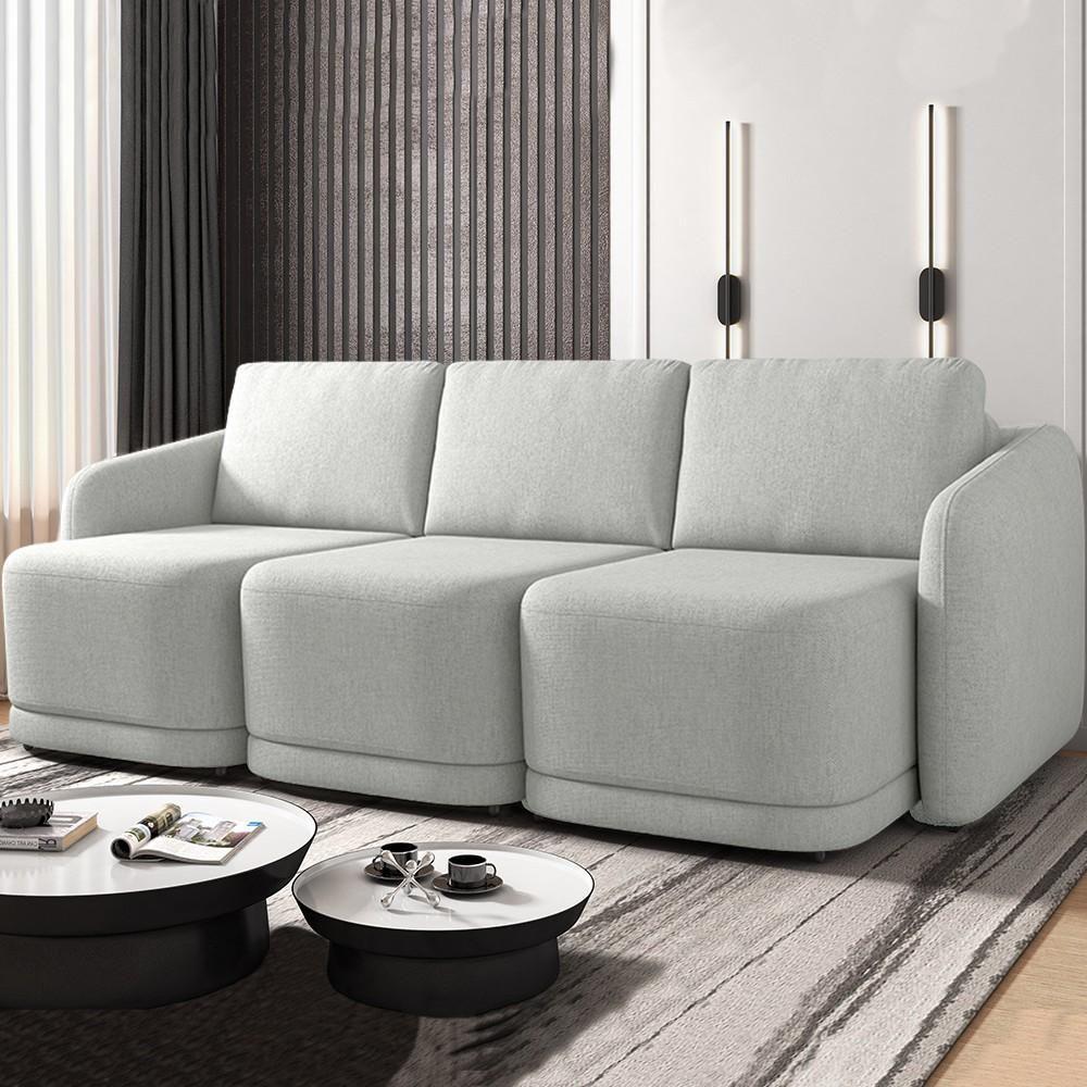 Sofá Cama Casal Para Sala 306cm Polska K04 Linho Cinza - Mpozenato - 2