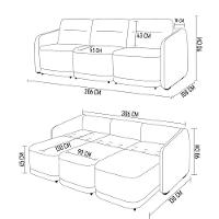 Sofá Cama Casal Para Sala 306cm Polska K04 Linho Cinza - Mpozenato