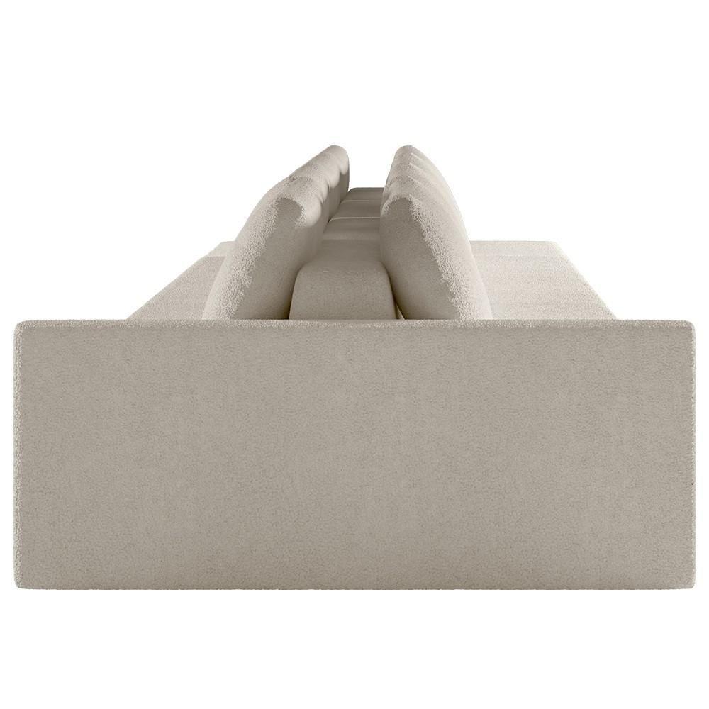 Sofá Ilha Modular Com Puff Para Sala Living 392cm Georgia K04 Bouclê Bege - Mpozenato - 6