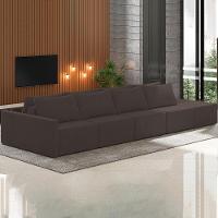 Sofá Ilha Modular Com Puff Para Sala Living 432cm Georgia K04 Veludo Marrom - Mpozenato - 2