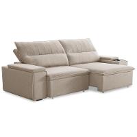 Sofá Retrátil Reclinável Para Sala 3 Lugares 245cm Ricci F04 Linho Bege - Lyam Decor - 1