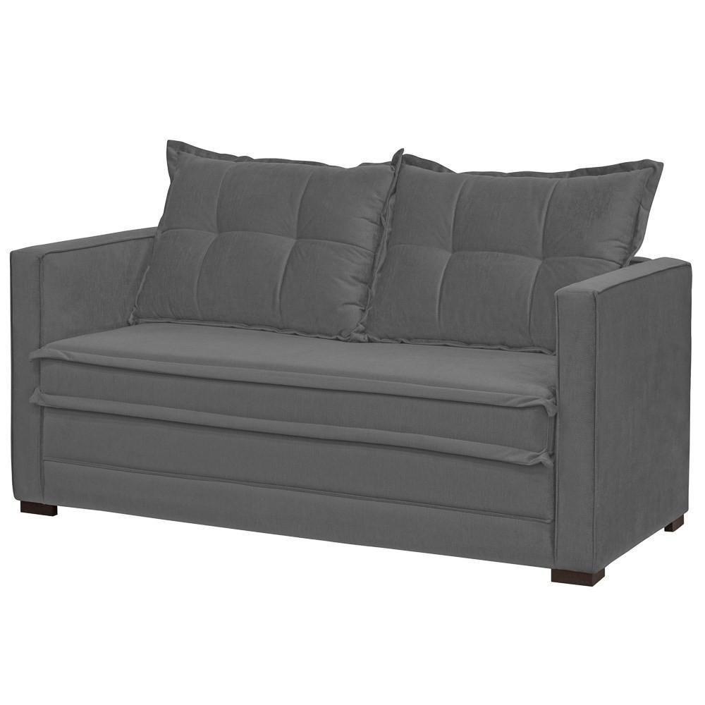 Sofá Cama Casal Articulável 2 Lugares Londres Suede Cinza Escuro - D'monegatto - 1
