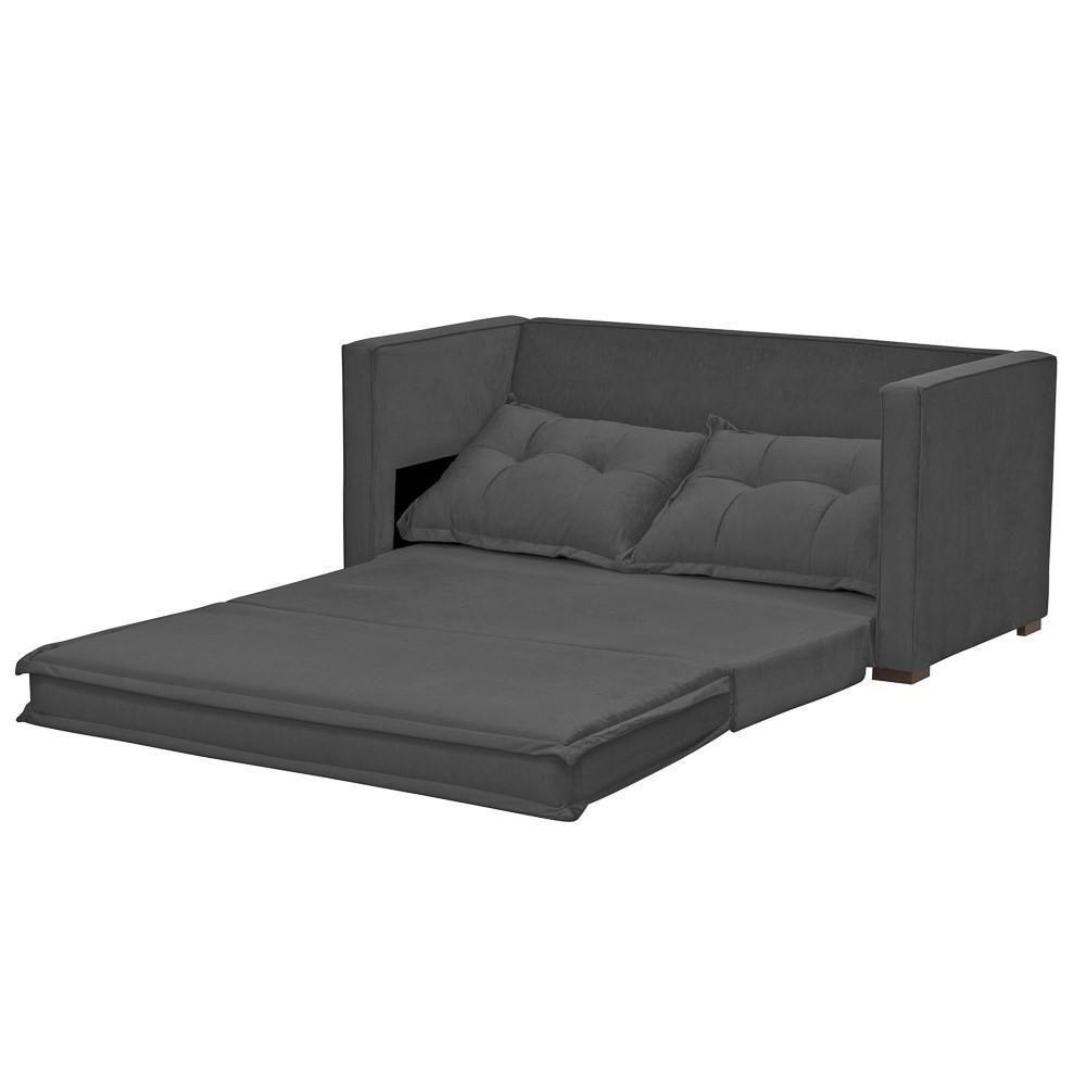 Sofá Cama Casal Articulável 2 Lugares Londres Suede Cinza Escuro - D'monegatto - 5