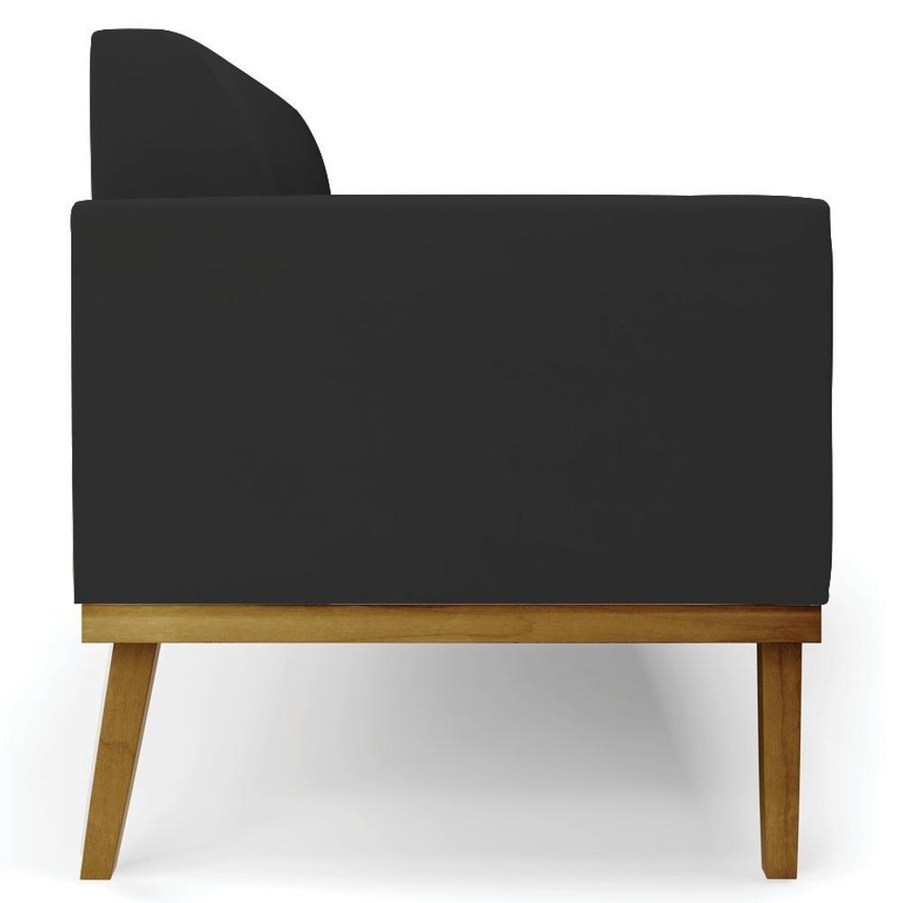 Sofá Namoradeira Base Madeira Castanho Maressa Veludo Preto - Ibiza - 5