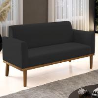 Sofá Namoradeira Base Madeira Castanho Maressa Veludo Preto - Ibiza - 2