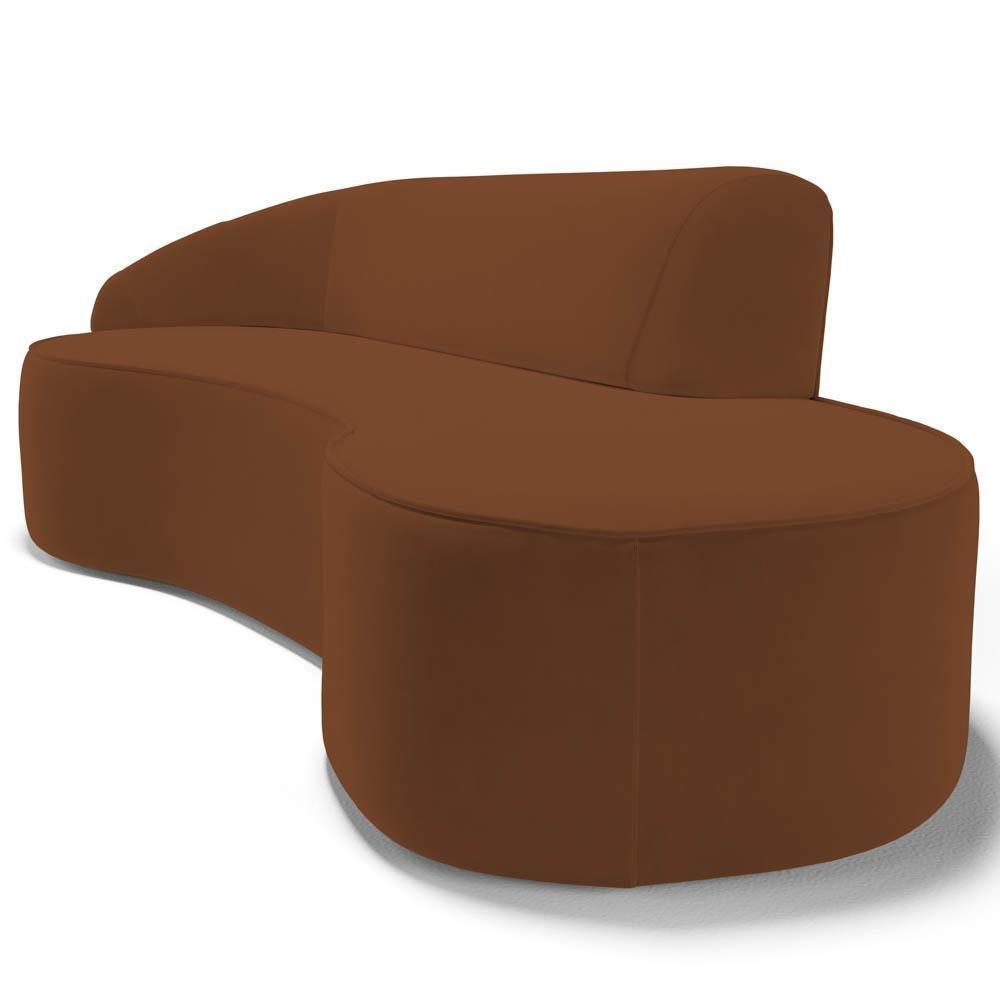 Sofá Living 4 Lugares 280cm Braço Esquerdo Mozart D06 Veludo Telha - Mpozenato - 5