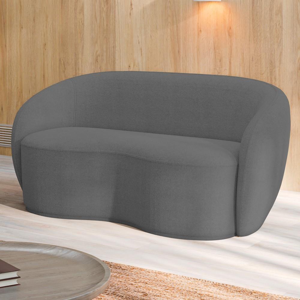 Sofá 3 Lugares Living Orgânico Sala De Estar 180cm Garbin K04 Bouclê Cinza - Mpozenato - 2