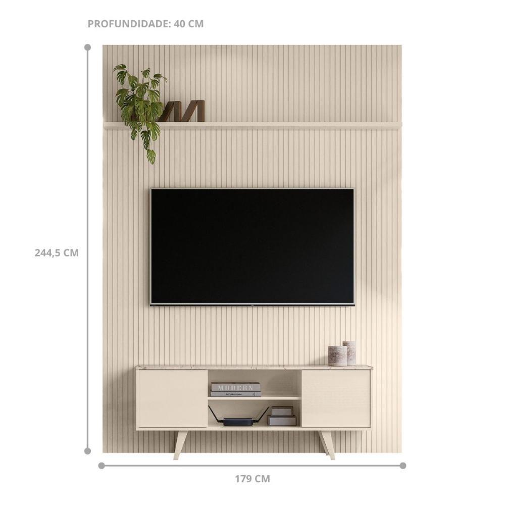 Conjunto Painel E Rack Frostholm Calacata Off White - 3