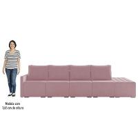 Sofá Ilha Modular Com Puff Para Sala Living 432cm Georgia K04 Veludo Rosê - Mpozenato - 5