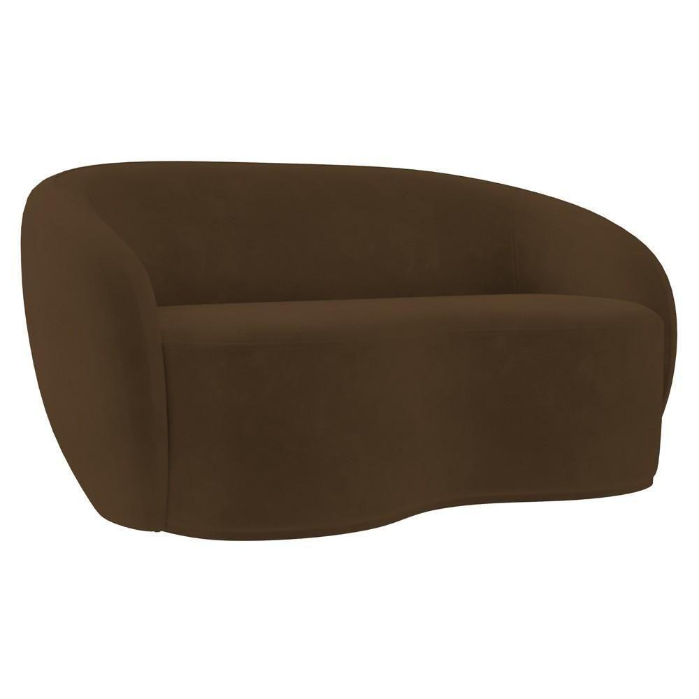 Sofá 2 Lugares Living 160cm E 1 Poltrona Giratória Garbin K04 Veludo Marrom - Mpozenato - 10