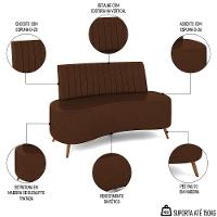 Sofá 2 Lugares Para Sala Living 135cm Pés Palito Tamar K04 Sintético Marrom - Mpozenato - 3