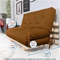 Sofa Cama Casal Futon Oriental Caramelo Com Madeira Maciça - 6