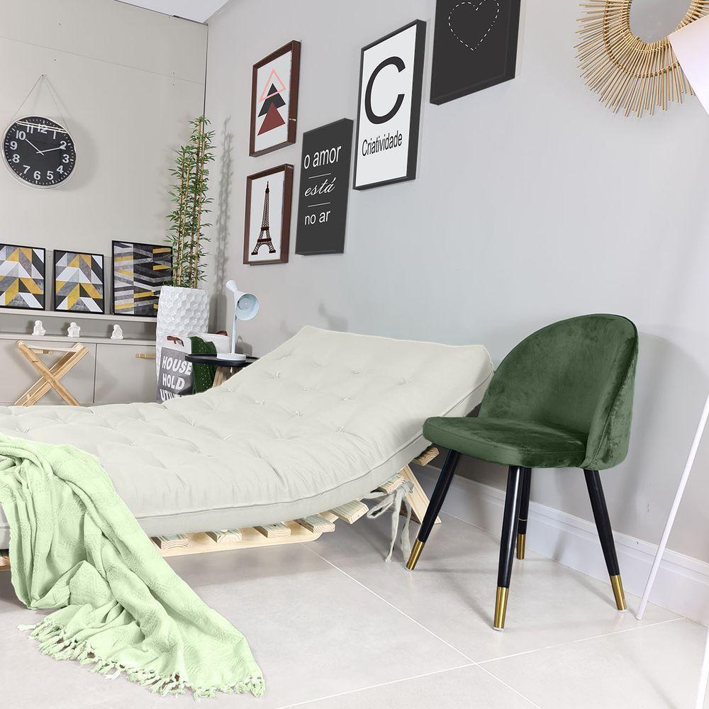 Sofa Cama Casal Futon Oriental Branco Off Acquablock Com Madeira Maciça - 3